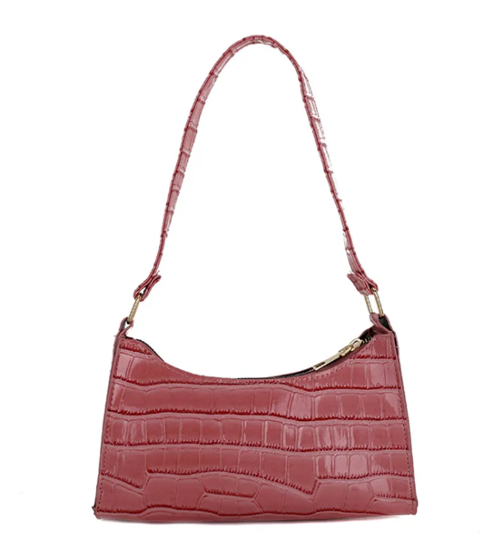 Sac À Main Carré En Cuir PU À Motif Crocodile Pour Femme, Avec Coutures Apparentes Et Bandoulière Unique