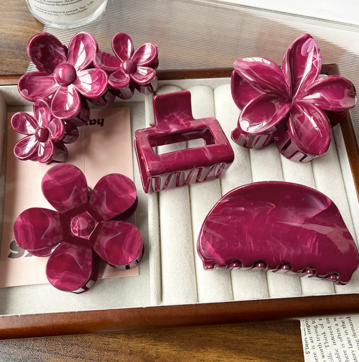 Set de Pince à Cheveux Florale En Plastique