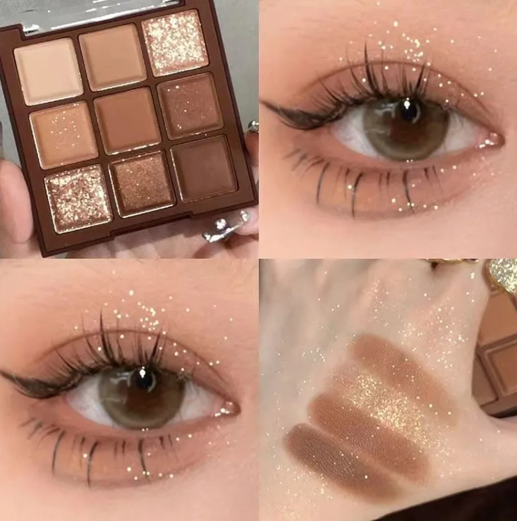 Palette D'ombres À Paupières Chocolat 9 Couleurs Avec Style Tons Terreux Pour Un Maquillage Naturel