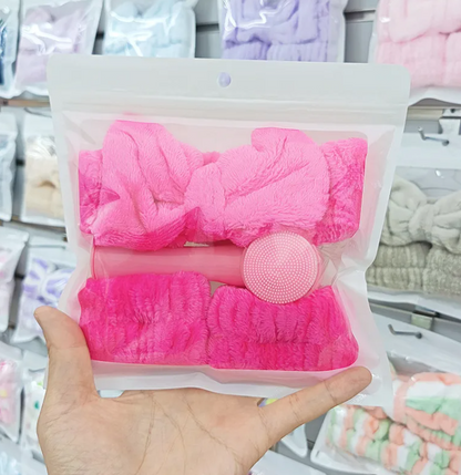 Bandeau Spa En Gel De Silice, Modèle Couleur Unie, Ensemble De 4 Pièces Pour Outils De Maquillage