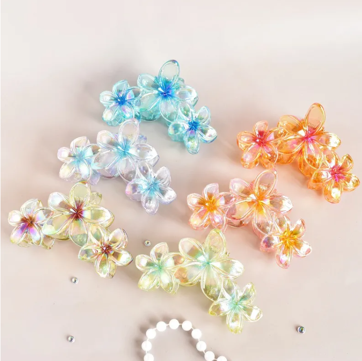 Pince À Cheveux En Forme De Plumeria Pour Femmes, En Plastique, 1 Pièce, Adaptée À Toutes Les Saisons
