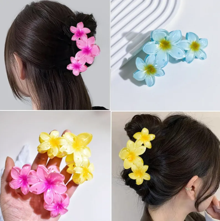 Pince À Cheveux En Forme De Plumeria Pour Femmes, En Plastique, 1 Pièce, Adaptée À Toutes Les Saisons
