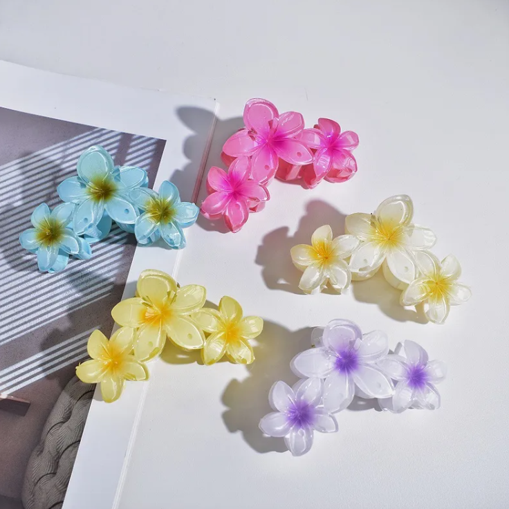 Pince À Cheveux En Forme De Plumeria Pour Femmes, En Plastique, 1 Pièce, Adaptée À Toutes Les Saisons