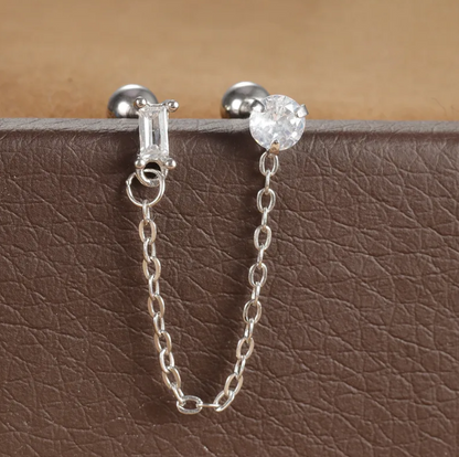 Boucles D'oreilles Élégantes En Acier Inoxydable 304 Avec Motif Géométrique Et Incrustation De Zircon Pour Femme