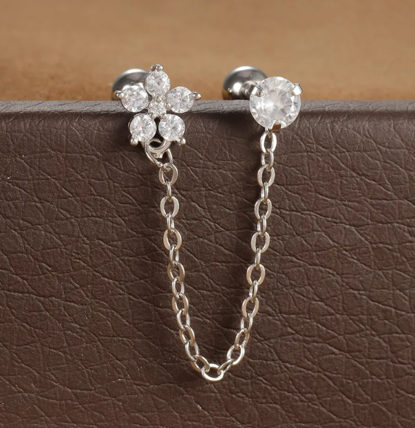 Boucles D'oreilles Élégantes En Acier Inoxydable 304 Avec Motif Géométrique Et Incrustation De Zircon Pour Femme