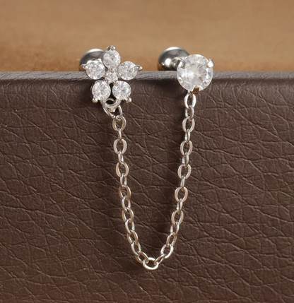 Boucles D'oreilles Élégantes En Acier Inoxydable 304 Avec Motif Géométrique Et Incrustation De Zircon Pour Femme