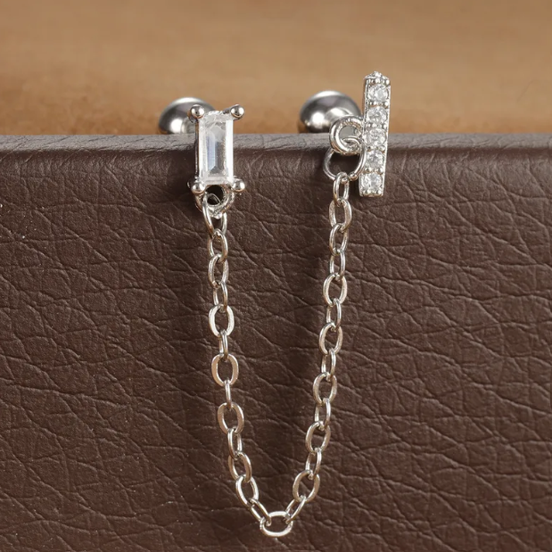 Boucles D'oreilles Élégantes En Acier Inoxydable 304 Avec Motif Géométrique Et Incrustation De Zircon Pour Femme
