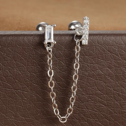 Boucles D'oreilles Élégantes En Acier Inoxydable 304 Avec Motif Géométrique Et Incrustation De Zircon Pour Femme