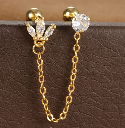 Boucles D'oreilles Élégantes En Acier Inoxydable 304 Avec Motif Géométrique Et Incrustation De Zircon Pour Femme