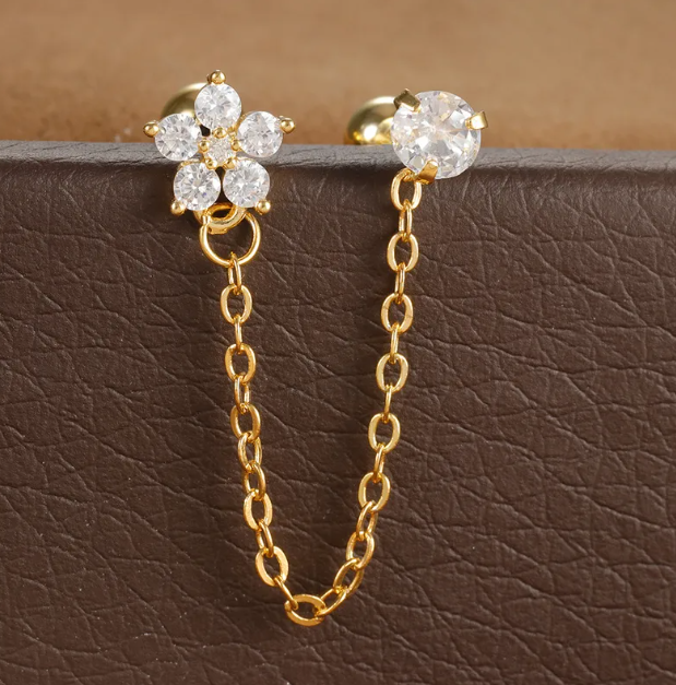 Boucles D'oreilles Élégantes En Acier Inoxydable 304 Avec Motif Géométrique Et Incrustation De Zircon Pour Femme