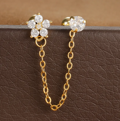 Boucles D'oreilles Élégantes En Acier Inoxydable 304 Avec Motif Géométrique Et Incrustation De Zircon Pour Femme