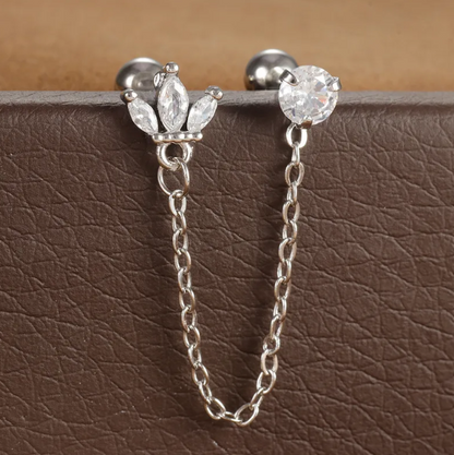 Boucles D'oreilles Élégantes En Acier Inoxydable 304 Avec Motif Géométrique Et Incrustation De Zircon Pour Femme