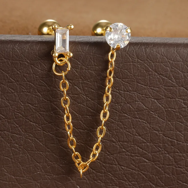 Boucles D'oreilles Élégantes En Acier Inoxydable 304 Avec Motif Géométrique Et Incrustation De Zircon Pour Femme