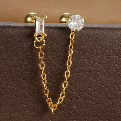 Boucles D'oreilles Élégantes En Acier Inoxydable 304 Avec Motif Géométrique Et Incrustation De Zircon Pour Femme
