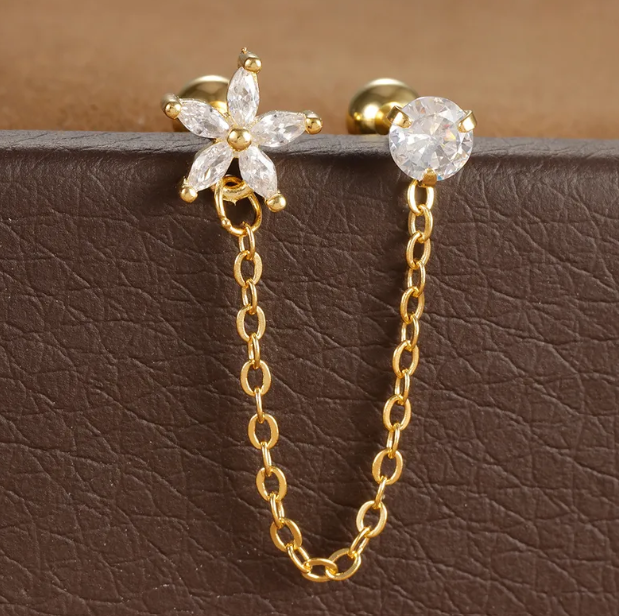 Boucles D'oreilles Élégantes En Acier Inoxydable 304 Avec Motif Géométrique Et Incrustation De Zircon Pour Femme