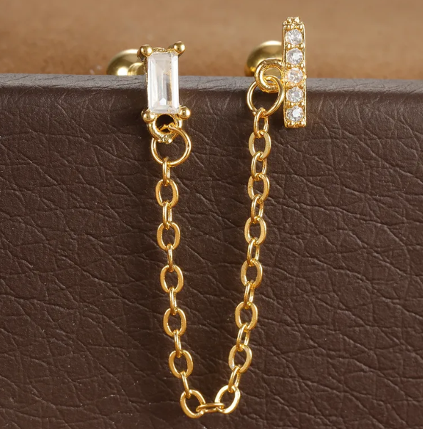 Boucles D'oreilles Élégantes En Acier Inoxydable 304 Avec Motif Géométrique Et Incrustation De Zircon Pour Femme