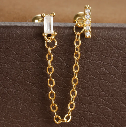 Boucles D'oreilles Élégantes En Acier Inoxydable 304 Avec Motif Géométrique Et Incrustation De Zircon Pour Femme
