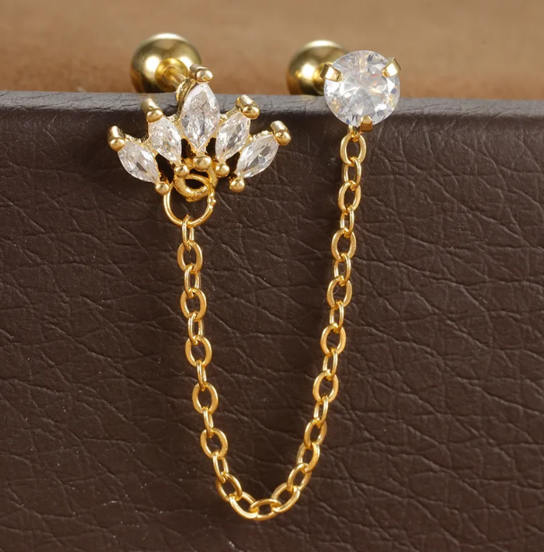 Boucles D'oreilles Élégantes En Acier Inoxydable 304 Avec Motif Géométrique Et Incrustation De Zircon Pour Femme
