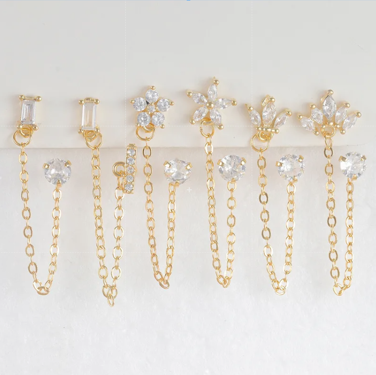 Boucles D'oreilles Élégantes En Acier Inoxydable 304 Avec Motif Géométrique Et Incrustation De Zircon Pour Femme