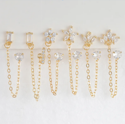 Boucles D'oreilles Élégantes En Acier Inoxydable 304 Avec Motif Géométrique Et Incrustation De Zircon Pour Femme