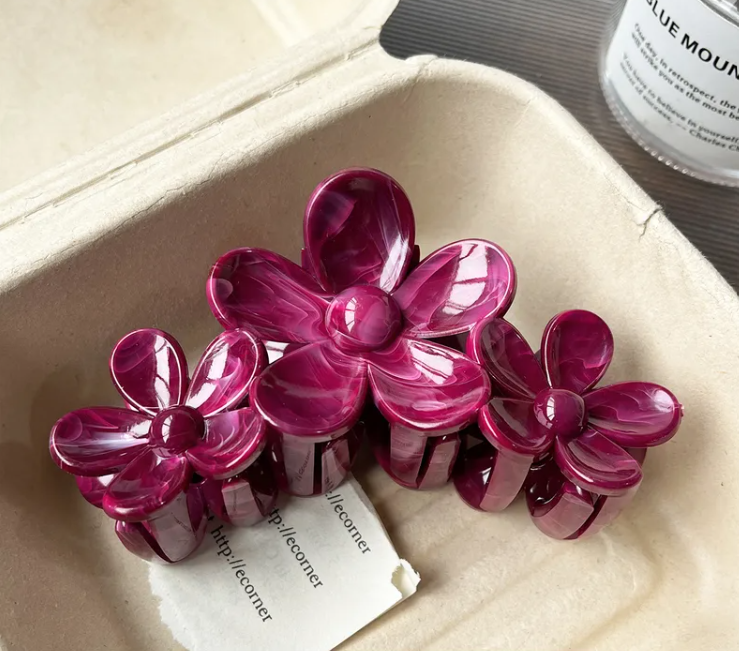 Set de Pince à Cheveux Florale En Plastique