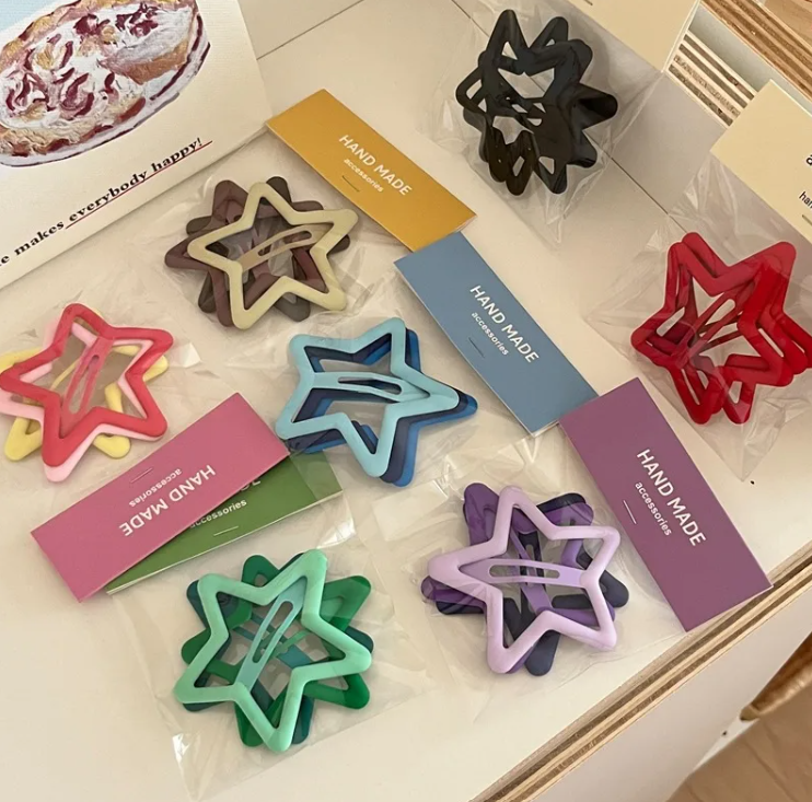 Epingle à Cheveux Mignonne Motif Etoile En Plastique, Paquet De 20 Colorées