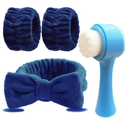 Bandeau Spa En Gel De Silice, Modèle Couleur Unie, Ensemble De 4 Pièces Pour Outils De Maquillage