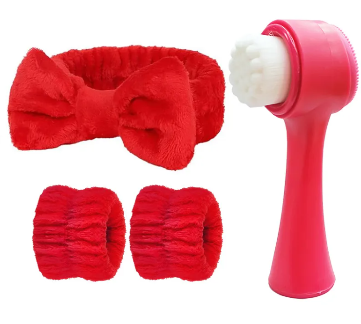 Bandeau Spa En Gel De Silice, Modèle Couleur Unie, Ensemble De 4 Pièces Pour Outils De Maquillage