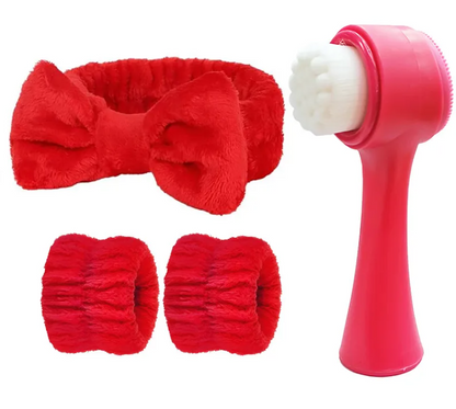 Bandeau Spa En Gel De Silice, Modèle Couleur Unie, Ensemble De 4 Pièces Pour Outils De Maquillage