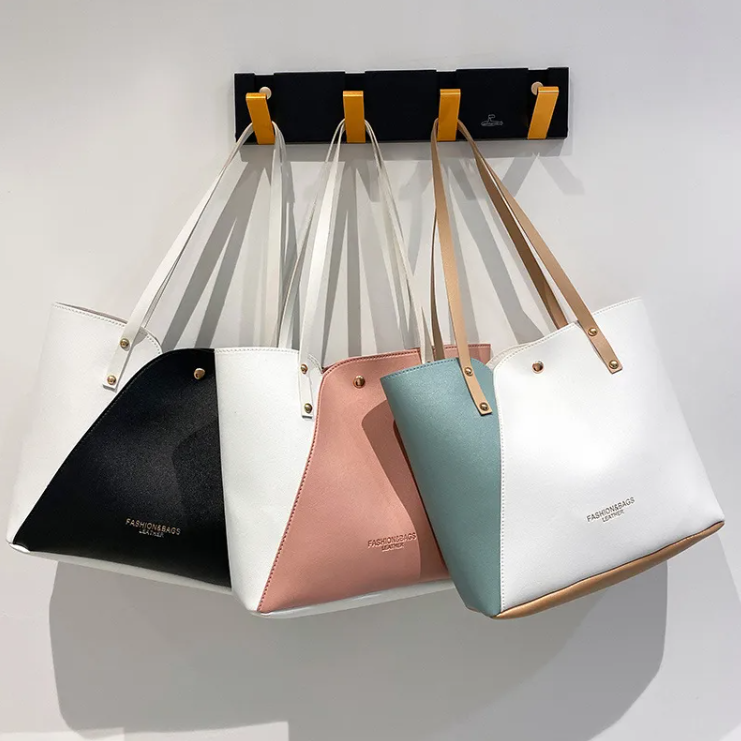 Sac À Main Carré Grande Taille En Faux Cuir Avec Motif Bloc De Couleur Et Fermeture À Verrou