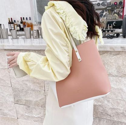 Sac À Main Carré Grande Taille En Faux Cuir Avec Motif Bloc De Couleur Et Fermeture À Verrou