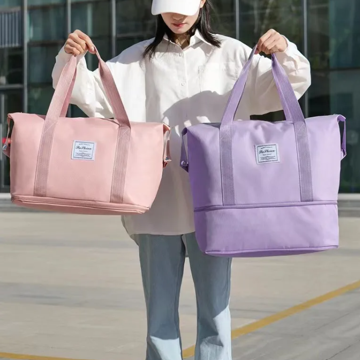 Sac De Voyage Unisexe Élégant En Nylon À Motif Uni Avec Fermeture Éclair Et Doublure En Polyester